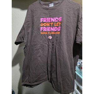 Vtg 00s Dunkin Donuts Beats Starbucks Promo Tee Size XL Short Sleeve
